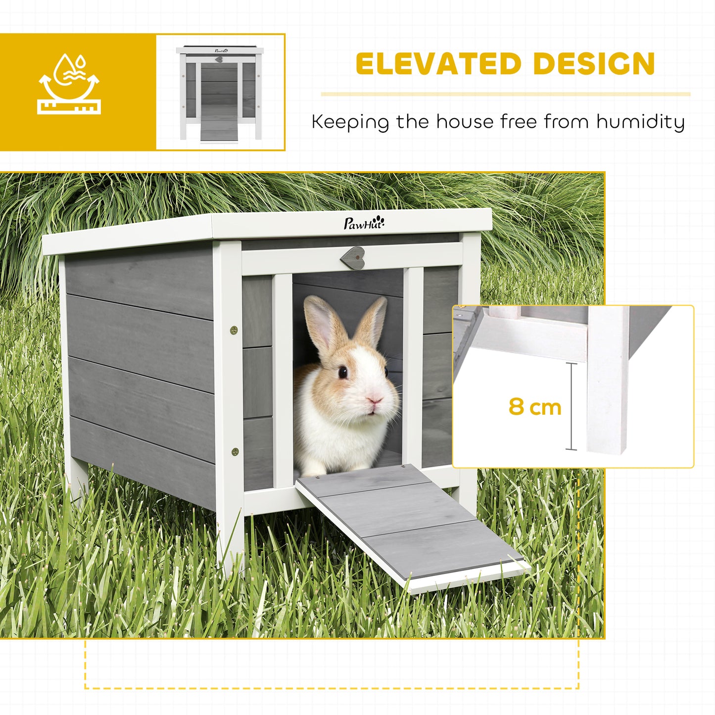 Wooden Rabbit Hutch Outdoor, Guinea Pig Hutch, Rabbit Hideaway, Cat House, Bunny Cage Small Animal House with Openable Roof