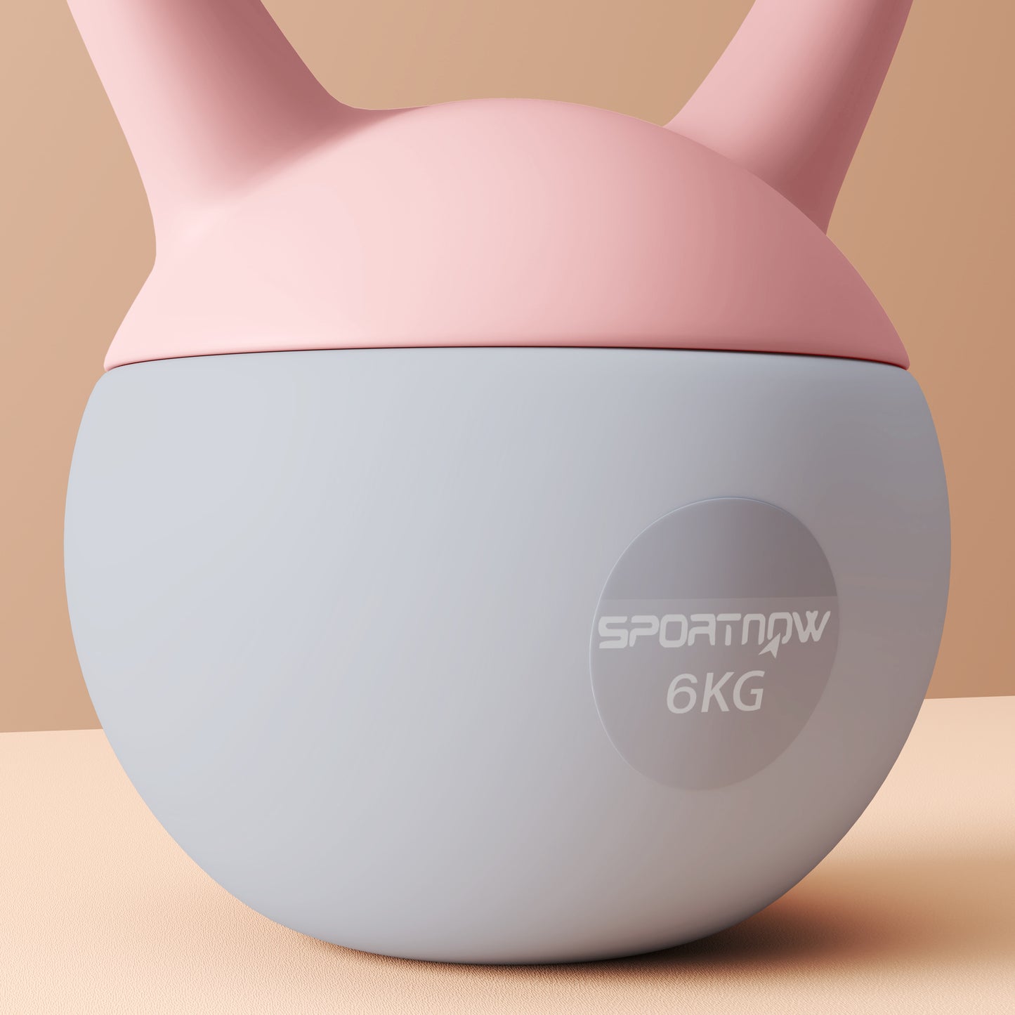 6KG Soft Kettlebell, Kettlebell with Non-Slip Handle for Home Gym, Weight Lifting, Strength Training, Pink/Grey