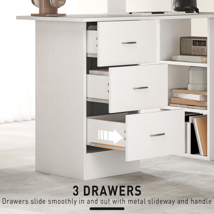 Computer Desk, Home Office Desk, Writing Table, PC Workstation with 3 Storage Shelves and 3 Drawers for Working, Study