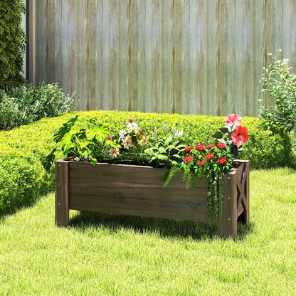 58L Garden Raised Bed Planter Grow Containers for Outdoor Patio Plant Flower Vegetable Pot Fir Wood, 100 x 36.5 x 36 cm