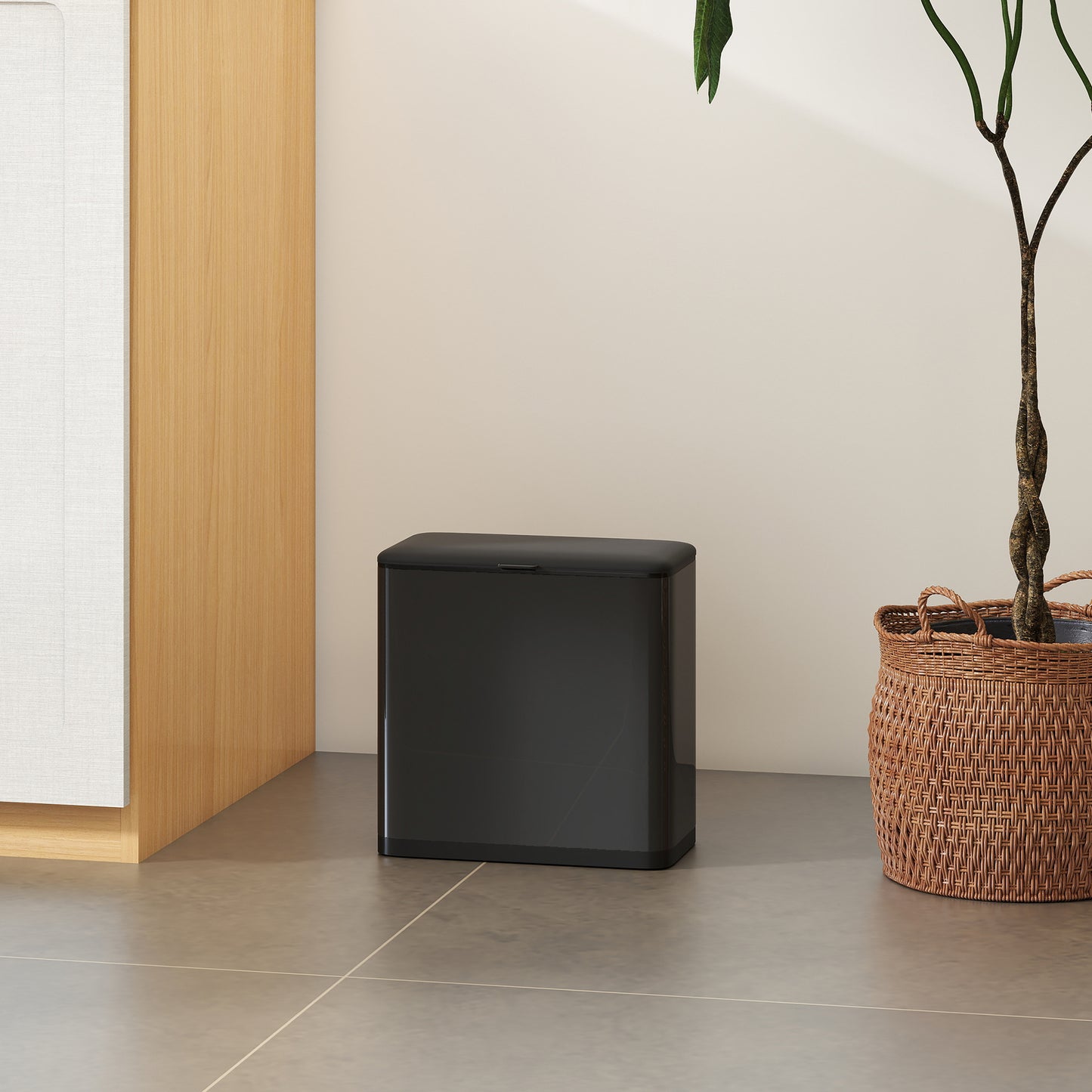 8L Hanging Kitchen Bin, Rubbish bin with Lid and Removable Inner Bucket for Kitchen Cabinet Door, Under Sink, Office