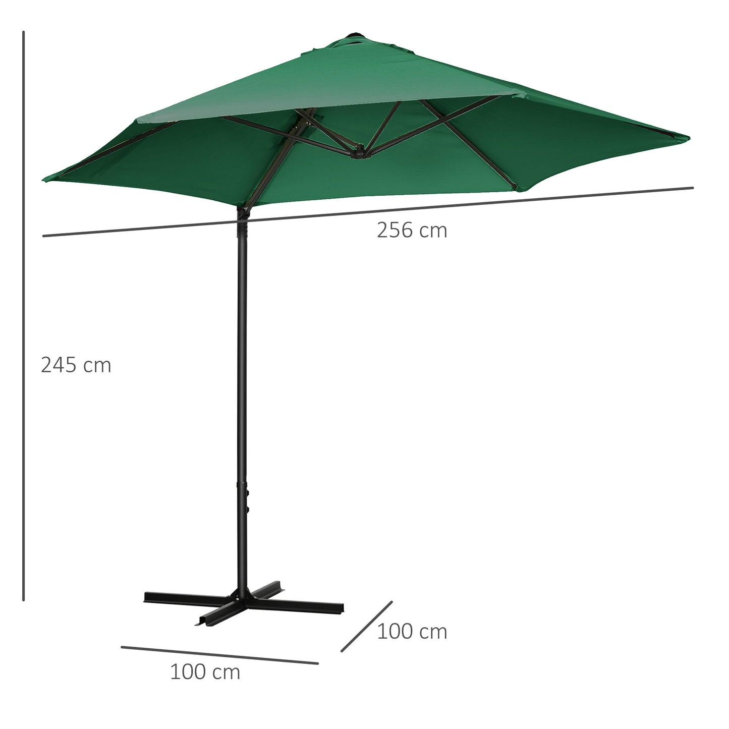 2.5M Garden Cantilever Parasol, Offset Roma Patio Umbrella Hanging Sun Shade Canopy Shelter