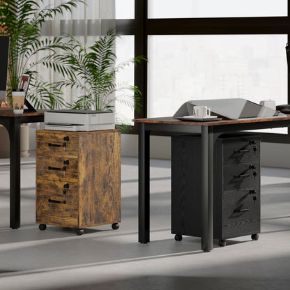 Three Drawer Wood-Effect Filing Cabinet - Rustic Brown