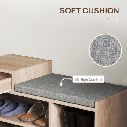 Multi-Compartment Shoe Bench, with Seat - Grey