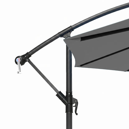 3m Overhanging Cantilever Parasol, with Cross Base - Grey