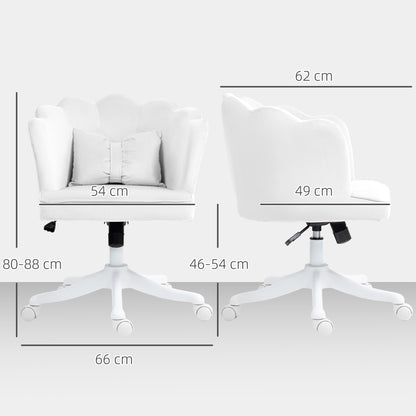 Velvet-Feel Petal Back Office Chair - White