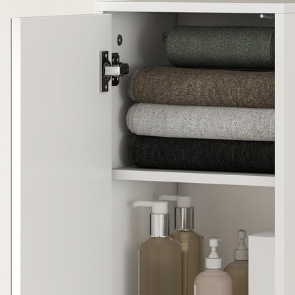 Tall Bathroom Cabinet with Mirror and Adjustable Shelf - White