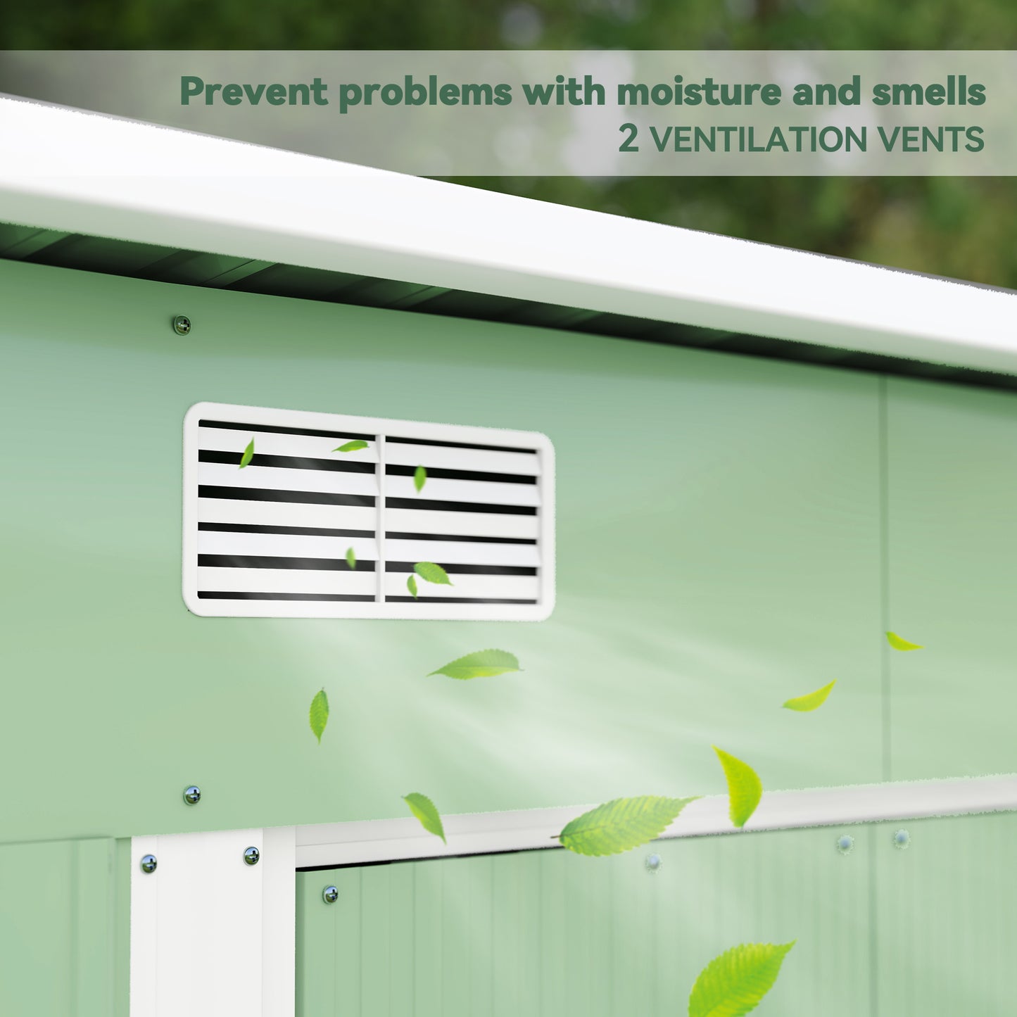 7 x 4ft Outdoor Garden Metal Storage Shed, Tool Storage Box for Backyard, Patio and Lawn, Light Green