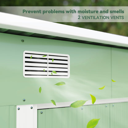 7 x 4ft Outdoor Garden Metal Storage Shed, Tool Storage Box for Backyard, Patio and Lawn, Light Green