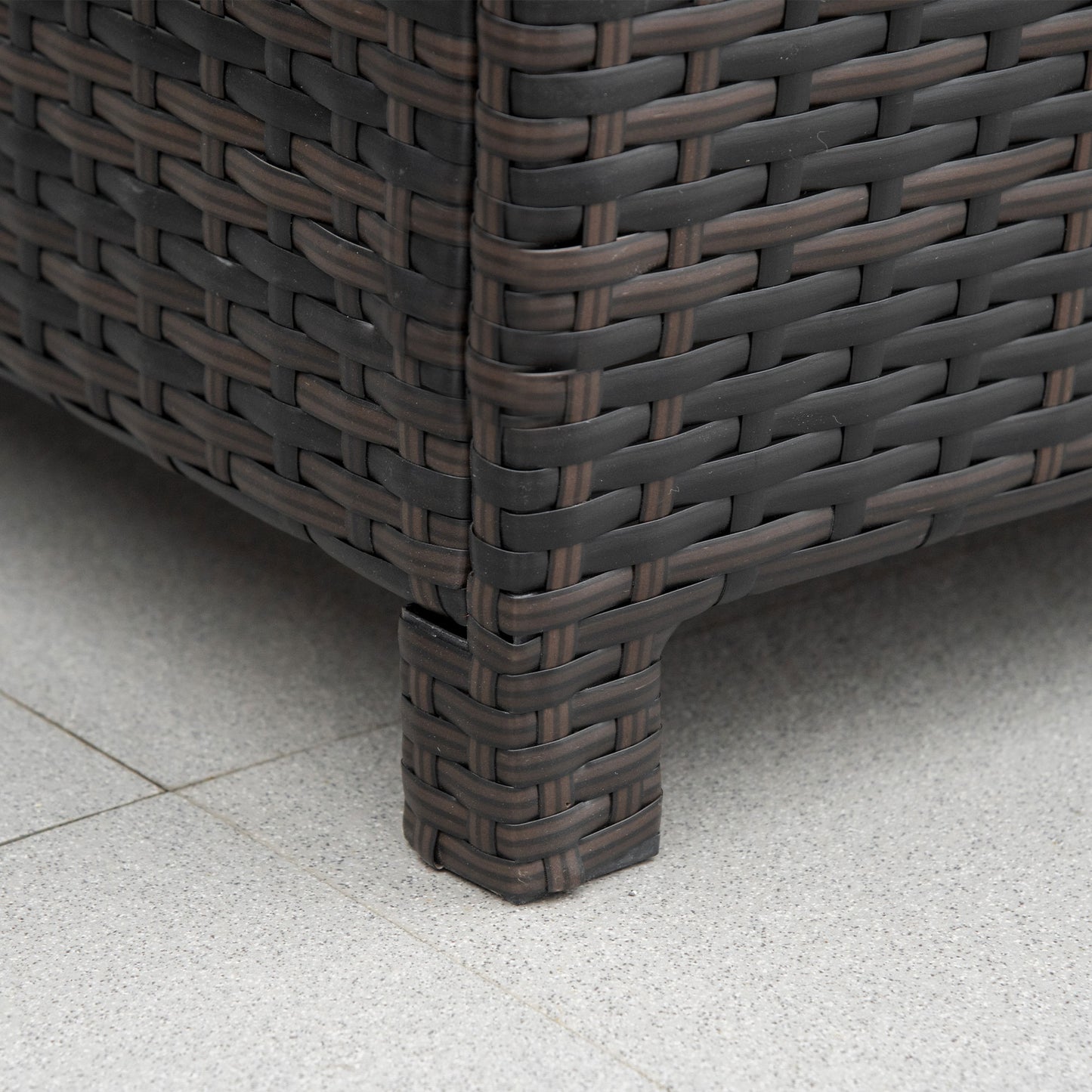 Rattan Garden Furniture Side Table Patio Frame Tempered Glass New - Brown