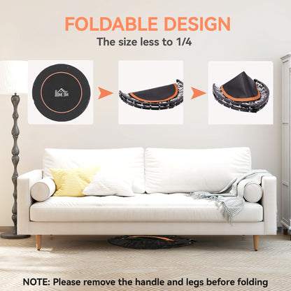45" Foldable Mini Fitness Trampoline, with Adjustable Foam Handle, Orange