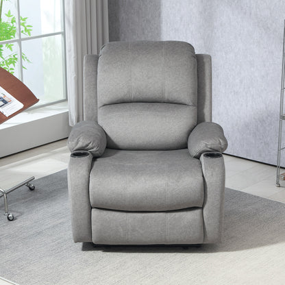 Microfibre Manual Reclining Armchair with 135° Recline Back and Footrest - Grey
