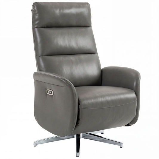 Power Recliner Chair, Swivel Electric Reclining Chair with Type C+USB, Recliner Armchair with Footrest, Dark Grey