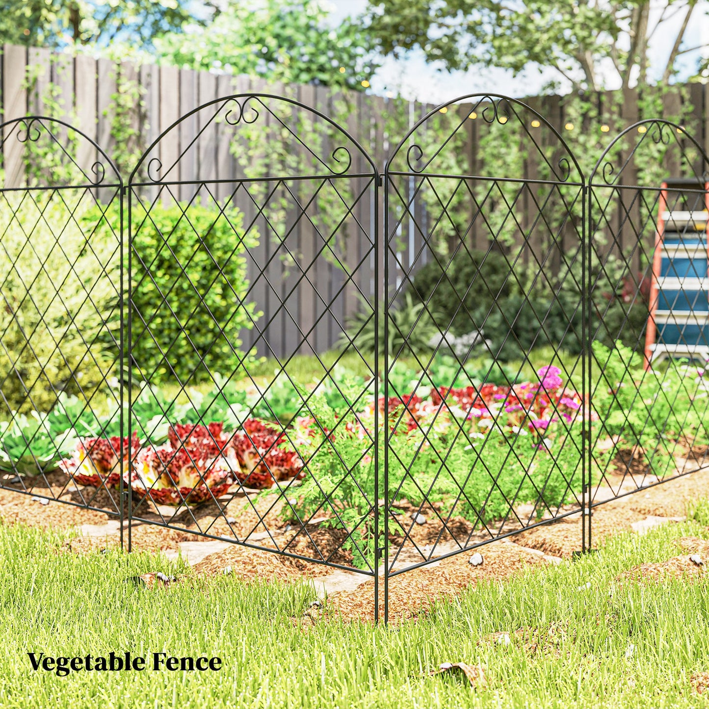 Decorative Garden Fencing, 43in x 11.4ft Outdoor Picket Fence Panels