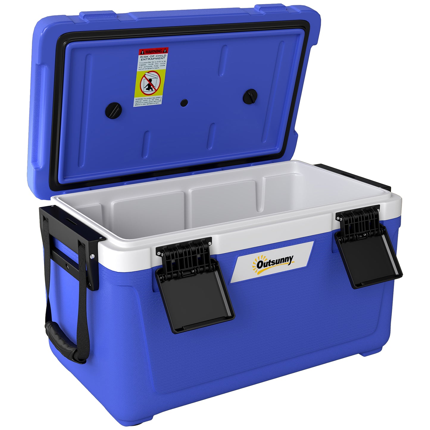 42.6L Insulated Cool Box, Lightweight Portable Ice Cooler with Handle, Lid and Drain Valve, Dark Blue