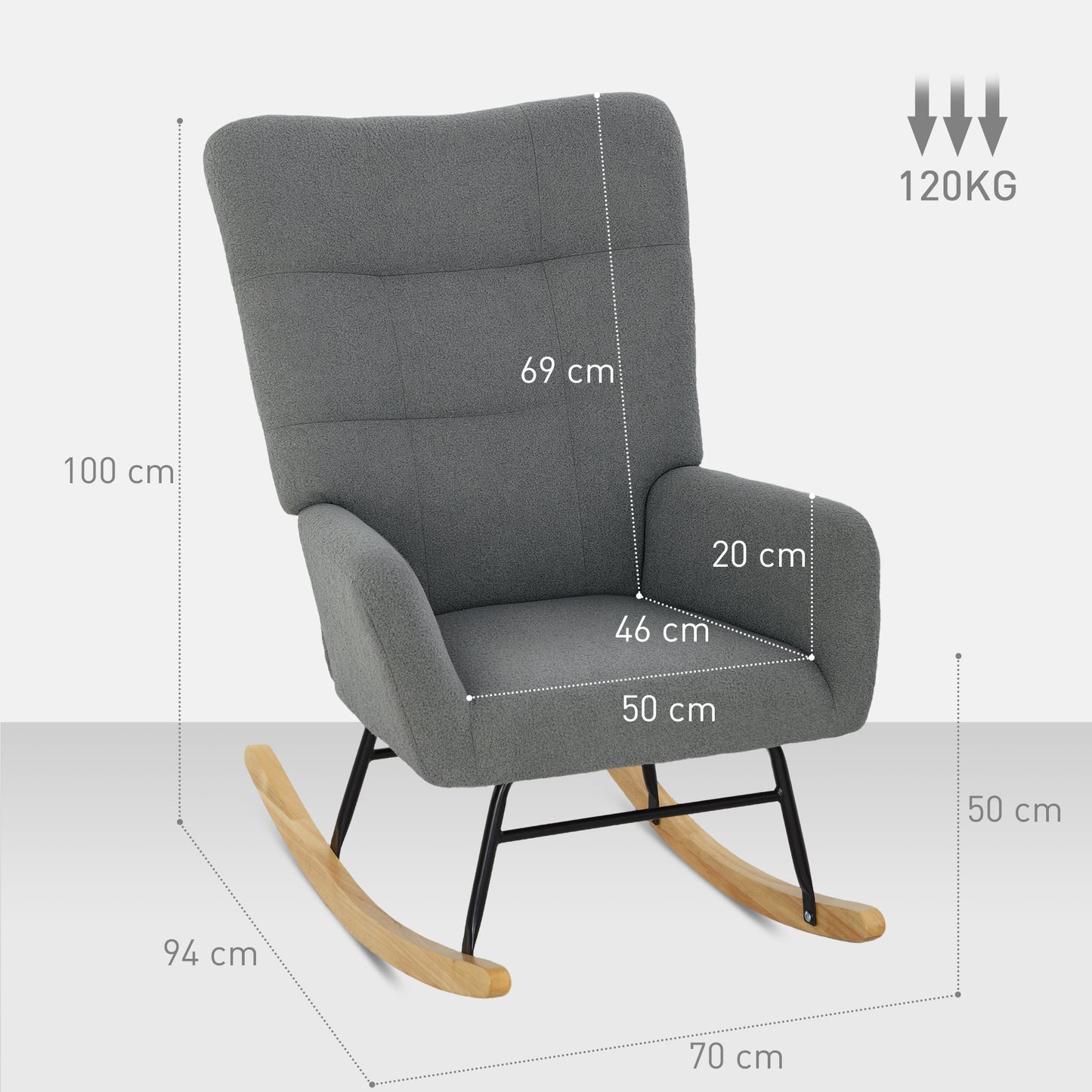 Teddy Fleece Rocking Chair - Grey