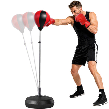 Punching Bag with Stand, 126-144 cm Height Adjustable Boxing Set Free Standing Speed Bag with Gloves and Air Pump for Teenage