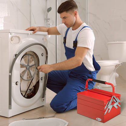 Metal Tool Box 3 Tier 5 Tray Professional Portable Storage Cabinet Workshop Cantilever Toolbox with Carry Handle