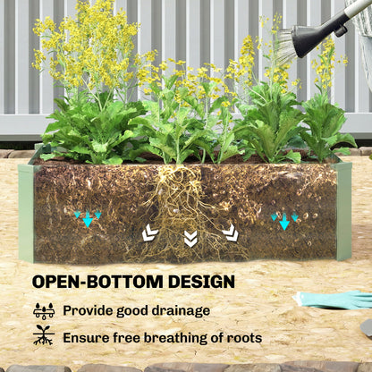 Set of Two 100 x 60cm Steel Planter Boxes - Light Green