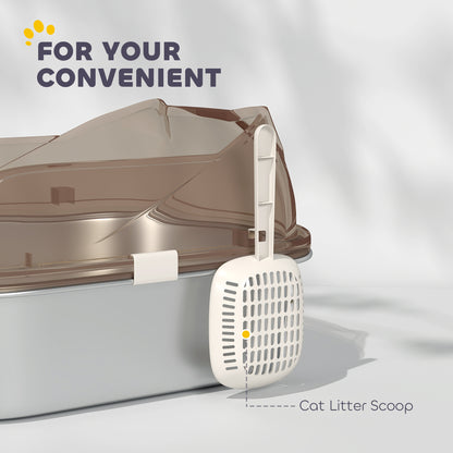 Stainless Steel Litter Box with Lid, High Wall Sided Enclosure, Pedal, Scoop, Non-Sticky, Anti-Leakage, Easy Cleaning