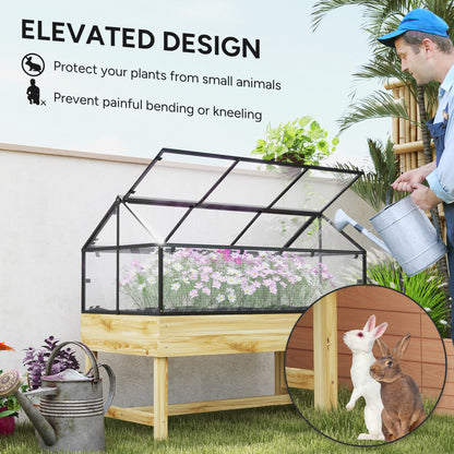 60 x 120cm Raised Garden Bed with Wooden Base - Natural