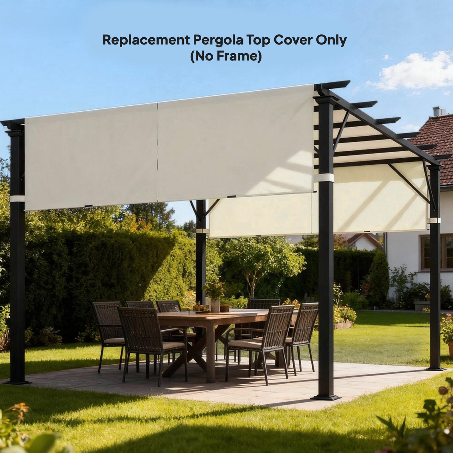 2 Pcs UV Protection Pergola Replacement Canopy, Pergola Shade Cover, Easy to Install, for 3 x 3(m) Pergola, Cream White