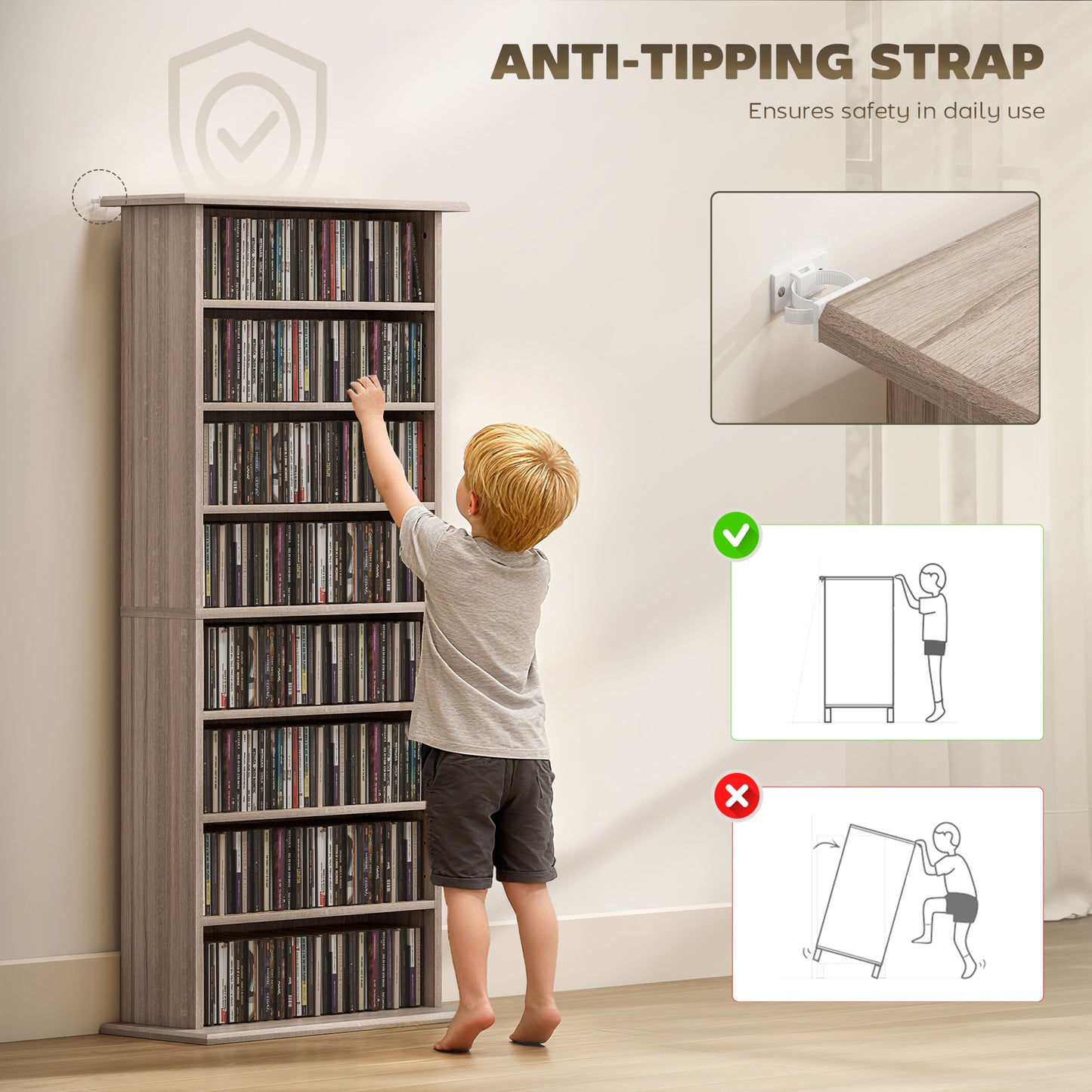 360 CD Storage Unit - Natural Wood Finish
