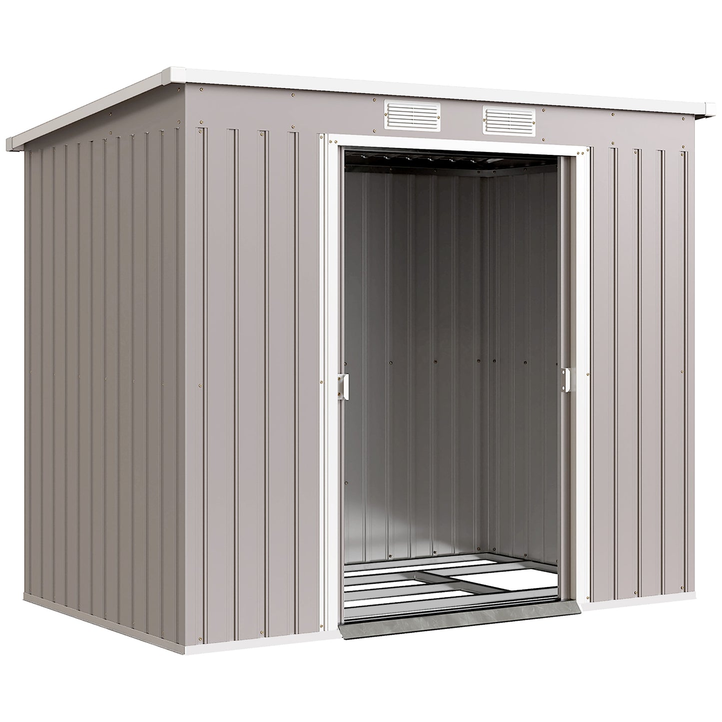 7 x 4ft Galvanised Steel Garden Shed, with Foundation Kit - Grey