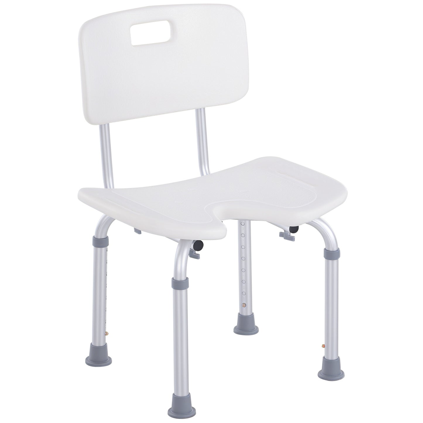 8-Level Height Adjustable Bath Stool Spa Shower Chair Aluminum w/ Non-Slip Feet, Handle for the Pregnant, Old, Injured