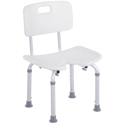 8-Level Height Adjustable Bath Stool Spa Shower Chair Aluminum w/ Non-Slip Feet, Handle for the Pregnant, Old, Injured