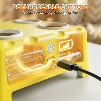 3 in 1 Interactive Cat Toys with Mouse & Feather Teaser Toy Rechargeable Automatic for Indoor Kittens & Adult Cats
