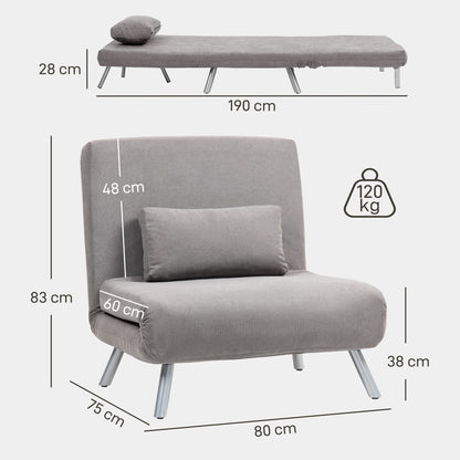 Single Snow Flannel Chair Bed - Grey