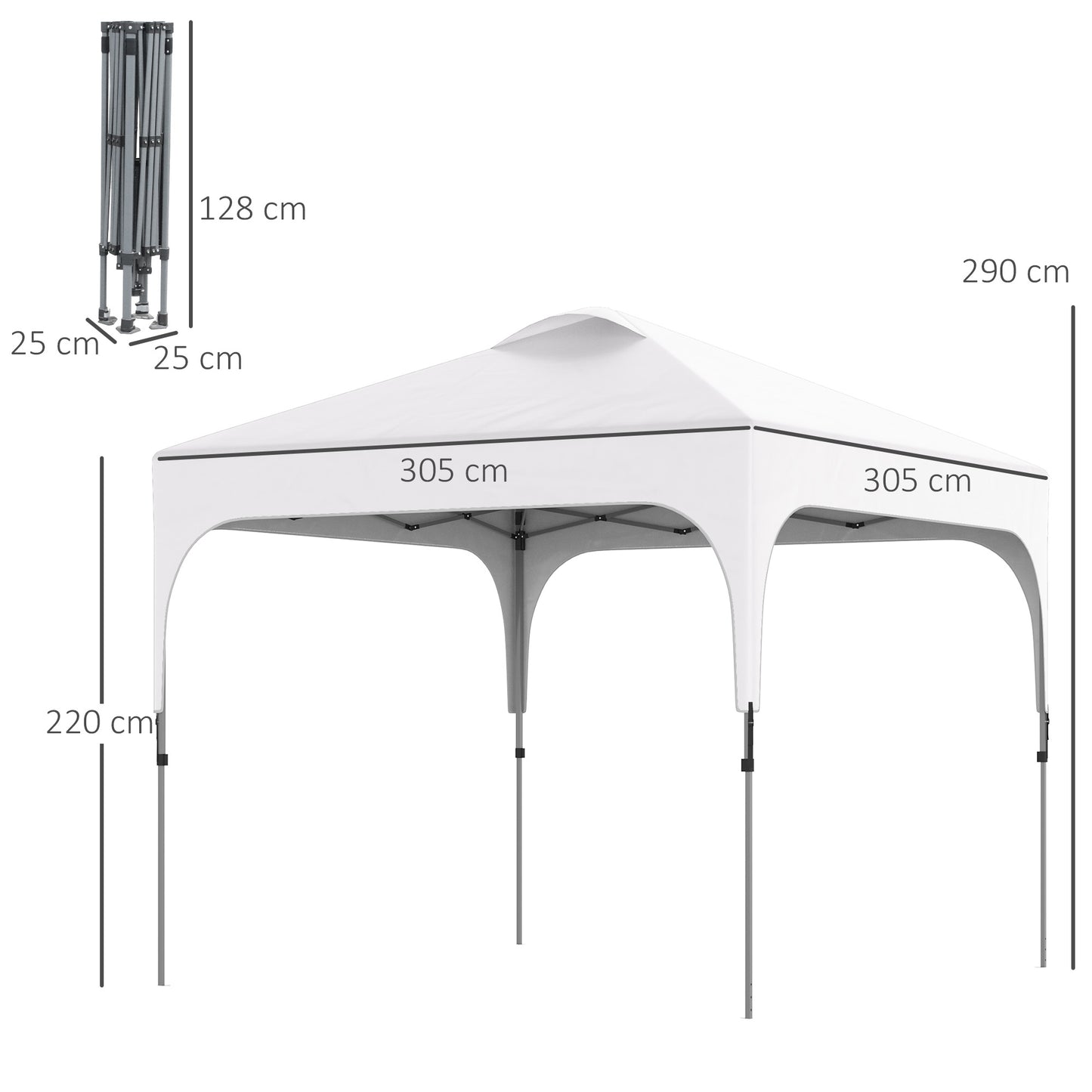 3 x 3(M) Pop Up Gazebo, UPF 50+ Foldable Canopy Tent with Wheeled Carrybag, 4 Leg Weight Bags