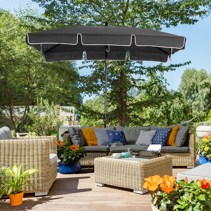 Garden Parasol Umbrella, Outdoor Market Table Umbrella with Ruffles & Aluminium Pole
