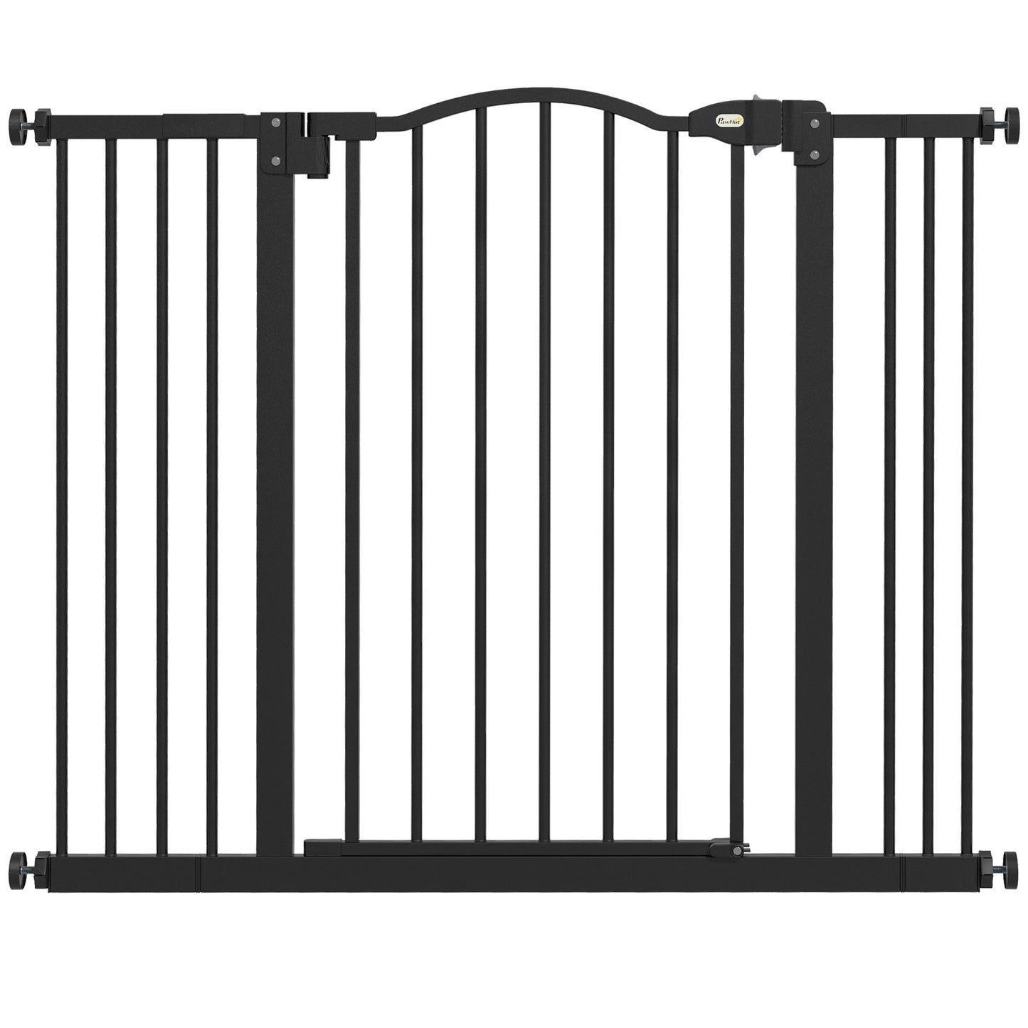 Metal 74-100cm Adjustable Pet Gate Safety Barrier w/ Auto-Close Door Black