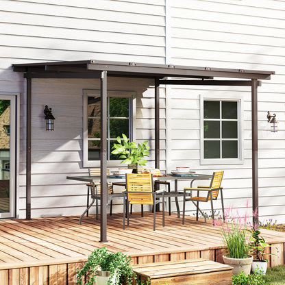 3 x 3(m) Garden Pergola with Waterproof Metal Roof, Lean to Pergola Hardtop Gazebo, Wind-resistant Outdoor Sun Shade