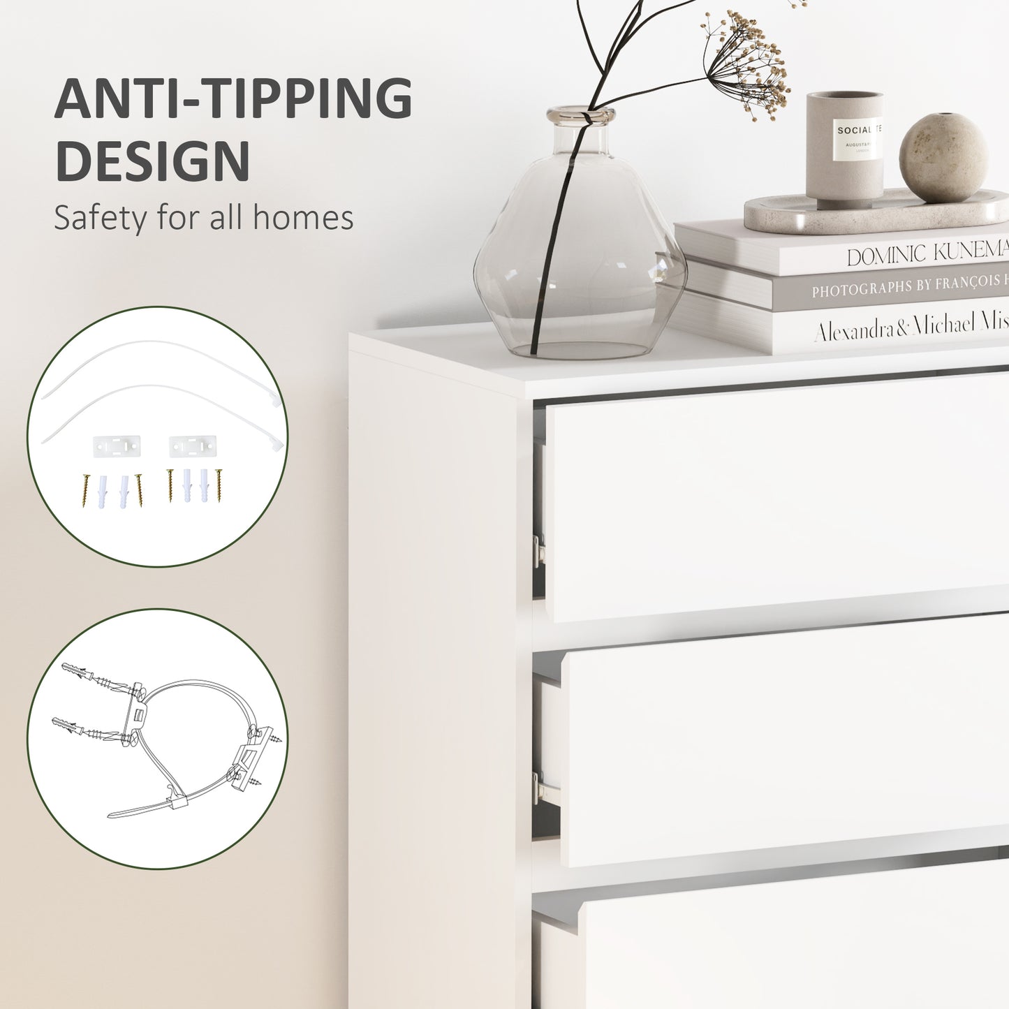 Chest of Drawers, 5-Drawer Storage Cabinets, Modern Dresser, Storage Drawer Unit for Bedroom