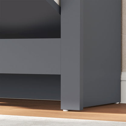 Slim Shoe Cabinet, Narrow Shoe Cupboard with 2 Flip Drawers, Adjustable Shelves for 12 Pairs of Shoes, Charcoal Grey