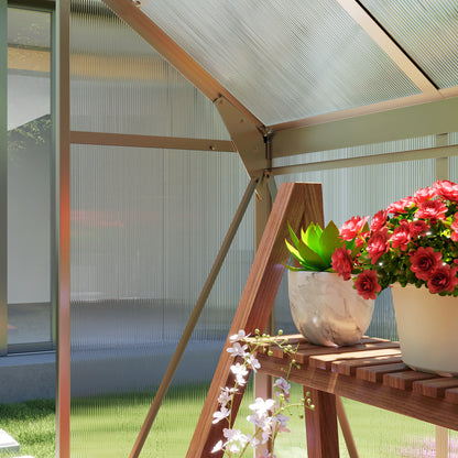 Polycarbonate Greenhouse, Large Walk-In Green House with Slide Door and Window, Aluminium Frame, 6x4ft, Silver Tone