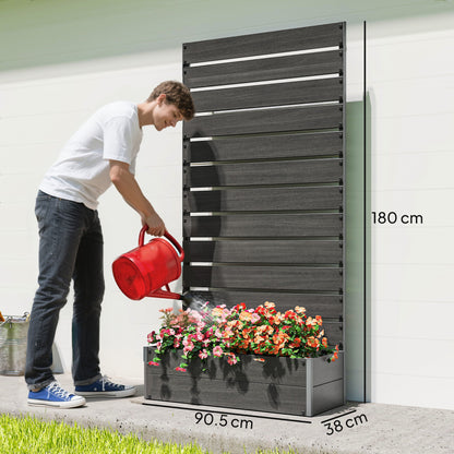 Raised Bed for Garden, Planter with Trellis for Climbing Plants, Vines, Planter Box with Drainage Gap, Black