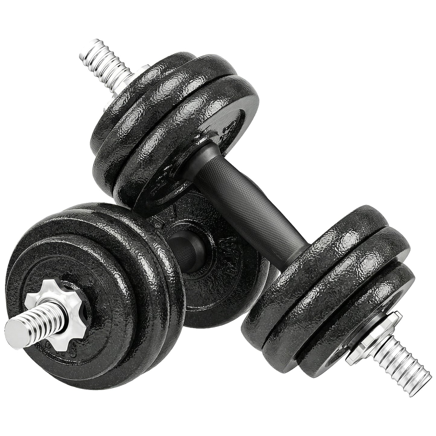 2-in-1 Adjustable Dumbbells Set, 30kg Cast Iron Weights Dumbbells Set with Non-Slip Grip for Strength Training