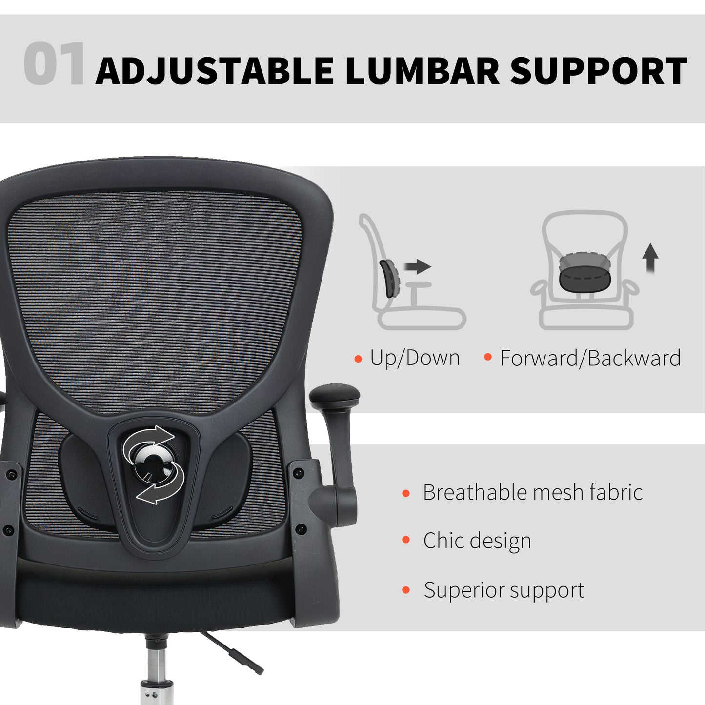 Draughtsman Chair, with Adjustable Lumbar - Black