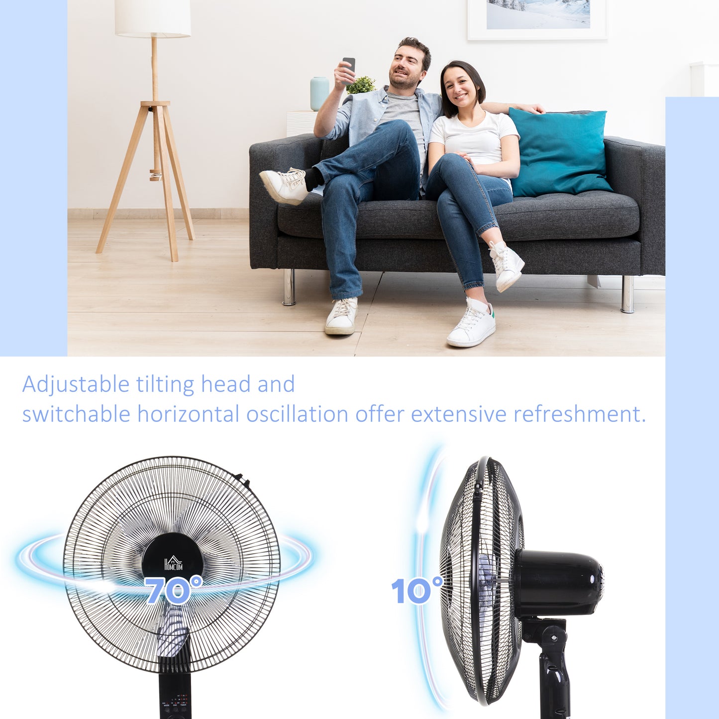 18" Pedestal Fan, Oscillating Standing Fan with Remote Control, Floor Fan with Adjustable Height, 3 Speed, 7.5-Hour Timer