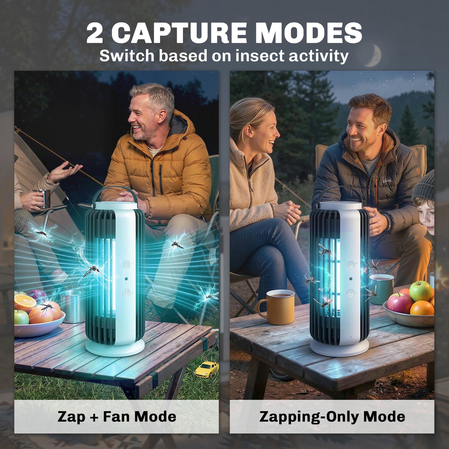 Electric Fly Zapper Indoor, Fly Killer with Fan, 365nm LED Light, Auto On Off Sensor, 8 W Bug Zapper with Handle