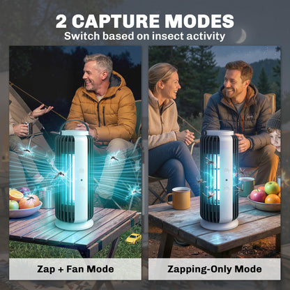 Electric Fly Zapper Indoor, Fly Killer with Fan, 365nm LED Light, Auto On Off Sensor, 8 W Bug Zapper with Handle