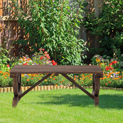 Garden Rustic Wooden Bench Wheel-Shaped Legs Slatted Seat Stable Reinforced Structure Outdoor Patio Garden 2-Person Bench Sea