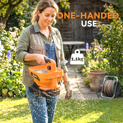 Cordless Spreader, 3.3L Handheld Seed Spreader with Adjustable Scatter Width, Adjustable Flow, USB Charging Cable