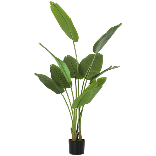 160cm Tall Artificial Bird of Paradise Plant, Faux Banana Leaf Tree with PEVA Leaves and Flocking