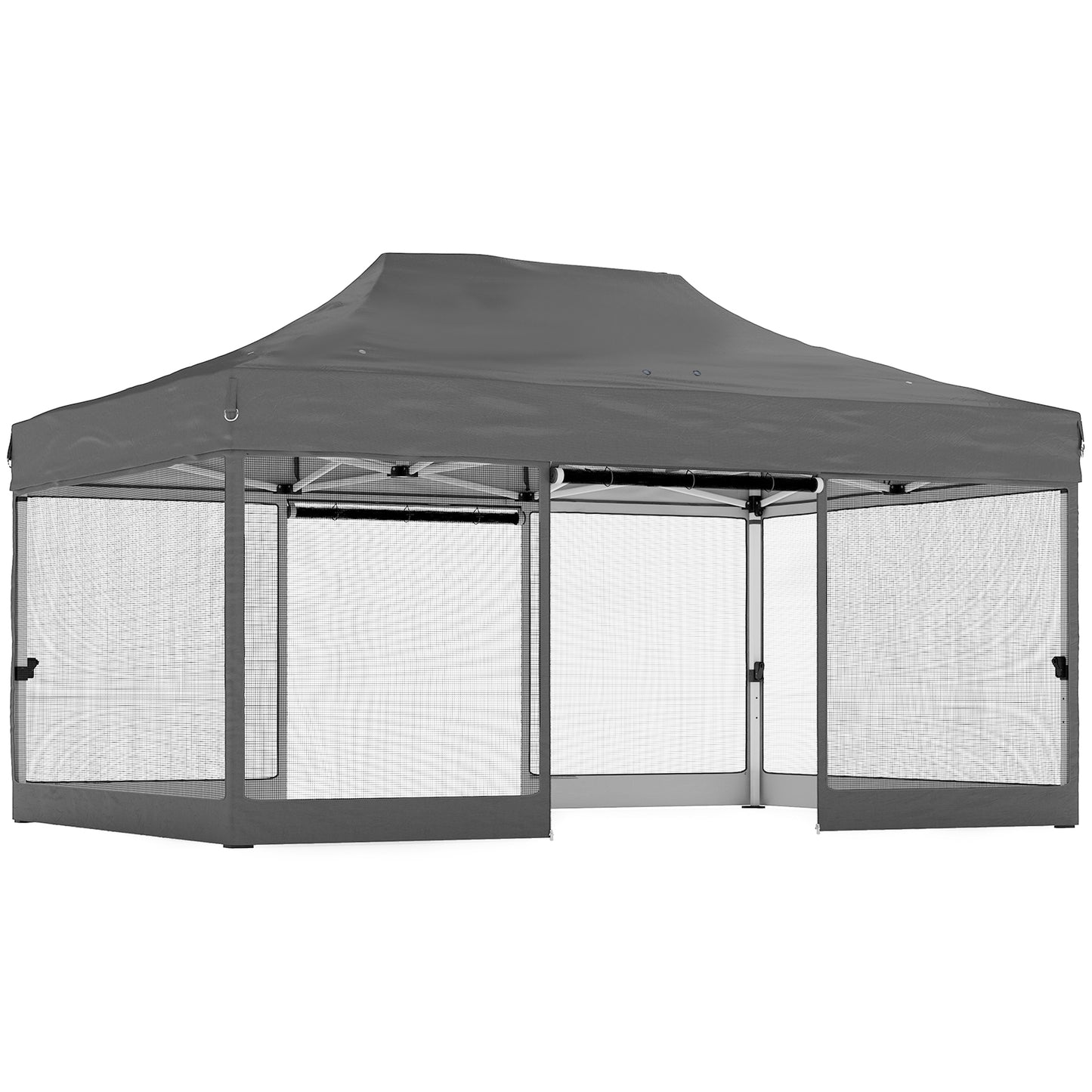 3 x 4.5 m Pop Up Gazebo with Mesh Nettings, UPF50+ Heavy Duty Outdoor Garden Party Tent Marquee, Dark Grey