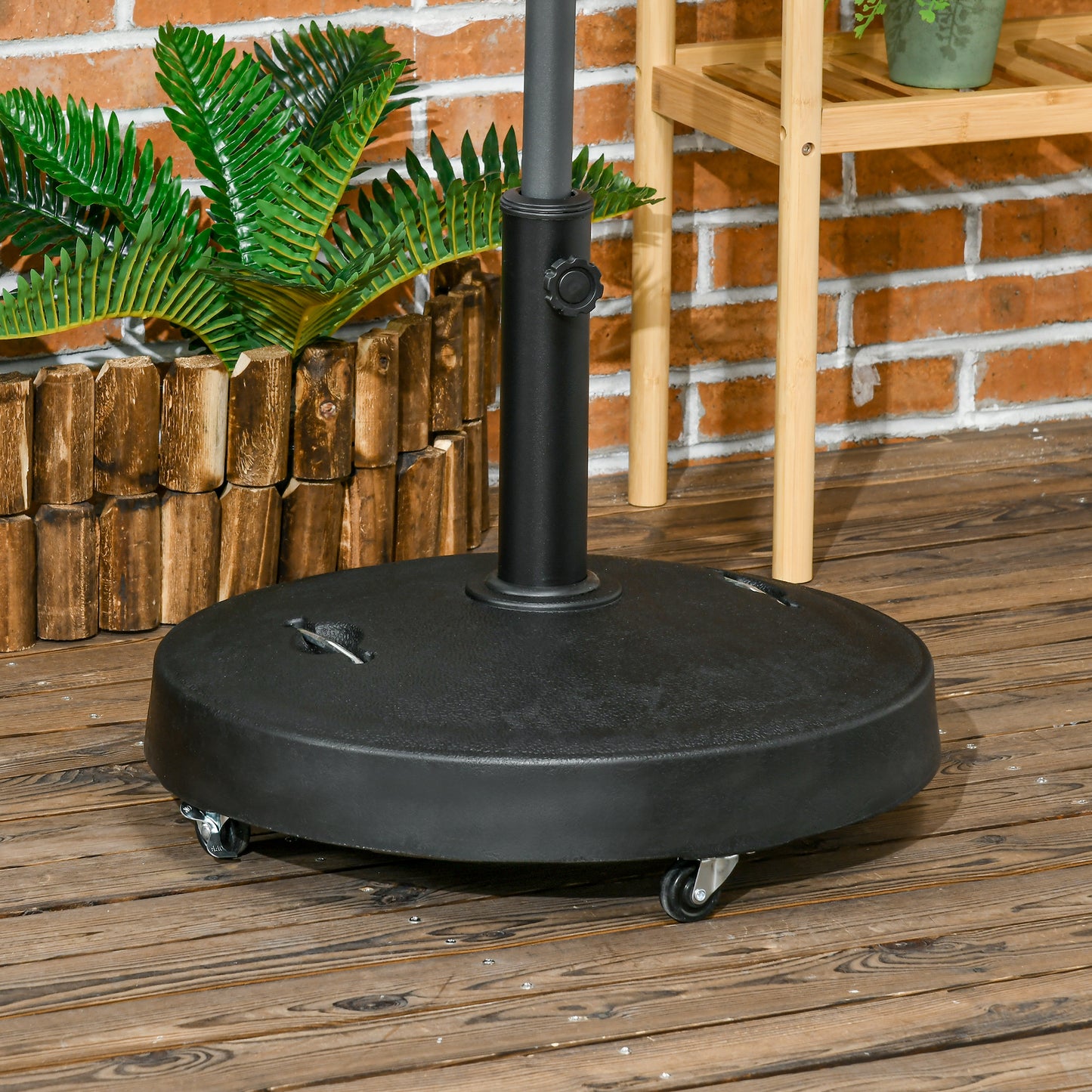 25kg Resin Garden Parasol Base with Wheels and Retractable Handles